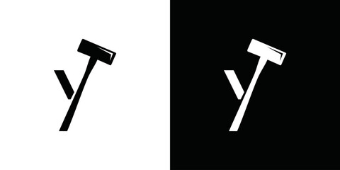 logo initial y and hammer vector