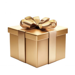 Obraz premium Elegant golden gift box with a shiny ribbon and bow for celebrations and special occasions