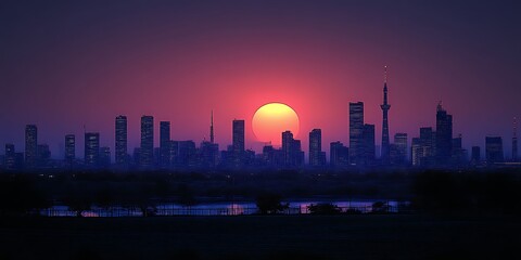 Fototapeta premium City skyline at sunset.