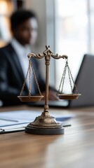 Scales of Justice: Legal Profession Symbol on Desk