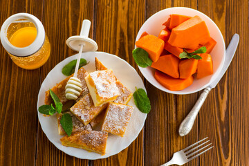 Homemade Cottage Cheese Casserole with Pumpkin