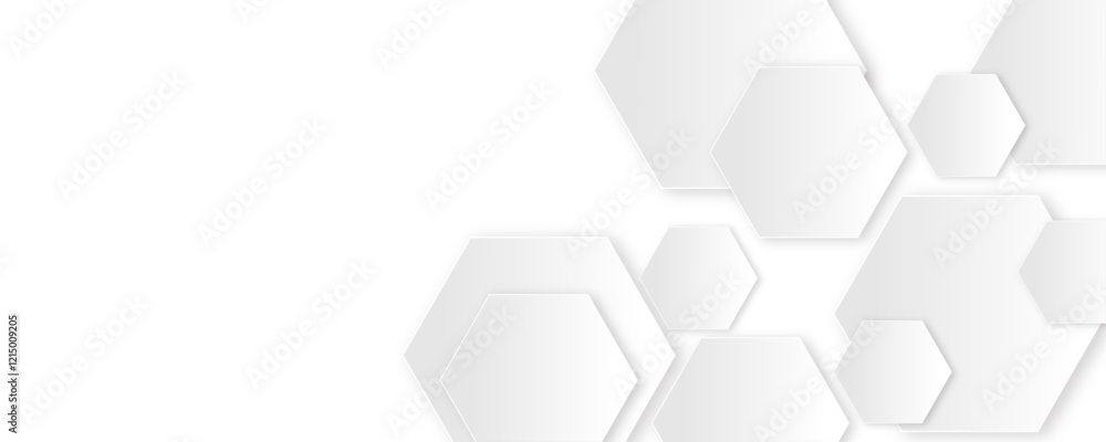 Poster white and gray hexagon abstract technology background. tech or science concept seamless bright honey