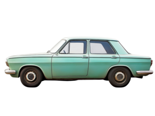 Isolated Light Green Vintage Car