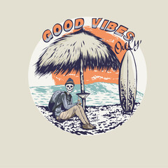 Skull sitting on the beach