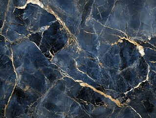 Dark blue marble with golden veins seamless pattern for texture or background use
