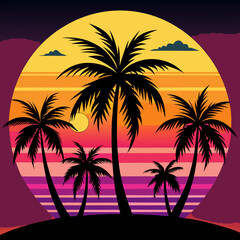 palm tree silhouette at sunset