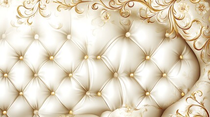 Elegant Cream Upholstery With Gold Accents and Floral Design