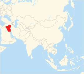 Location Map of the country Iraq in Asia. The country is highlighted with a red polygon. No labels at all.