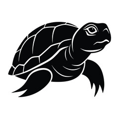 Turtle Silhouette Vector Art and Black Turtle Design Illustration