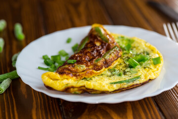 Homemade breakfast with delicious omelette