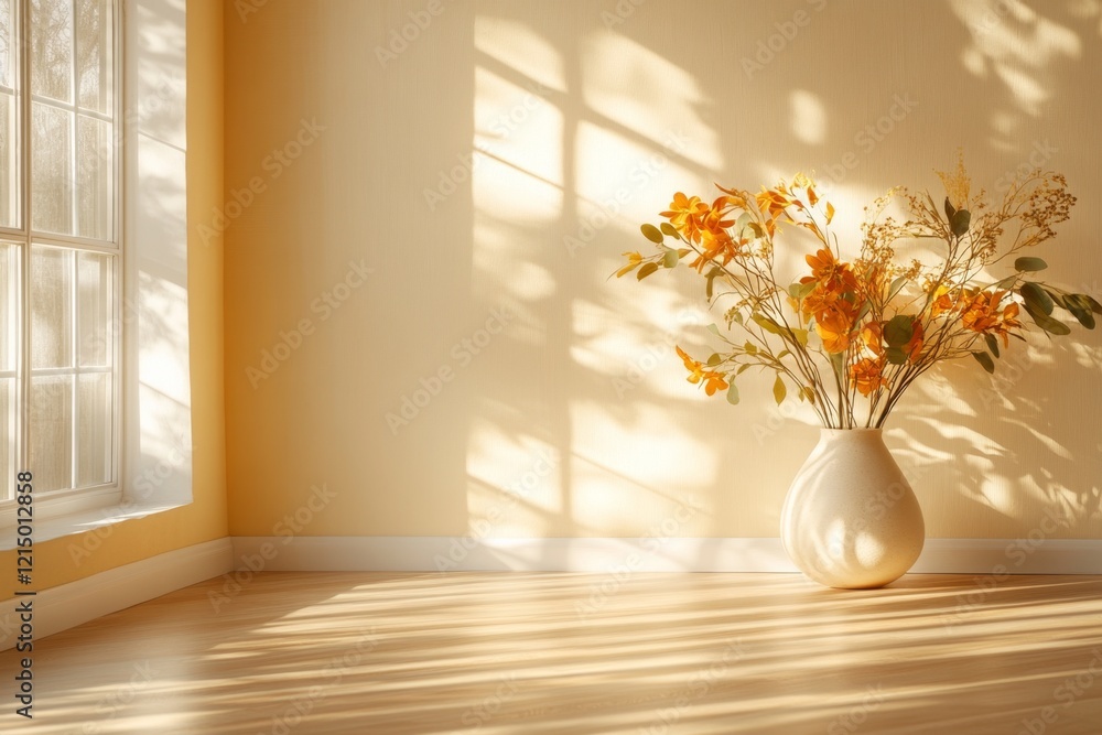 Poster a clean, abstract representation of an open window with sunlight streaming through, symbolizing opti