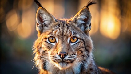 Obraz premium Iberian Lynx Close-Up Portrait: Wild Cat Face, Majestic Wildlife Photography