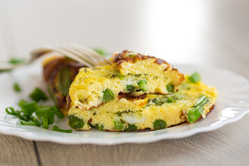 Omelette with beans and fresh herbs