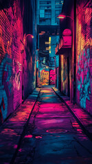 Fototapeta premium street painted in fluorescent colors
