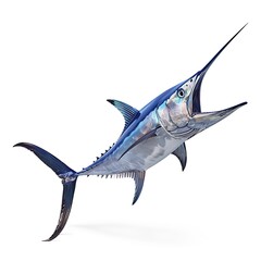 Fototapeta premium Swordfish in Action: A majestic swordfish leaps from the water, its long, sharp bill slicing through the air.