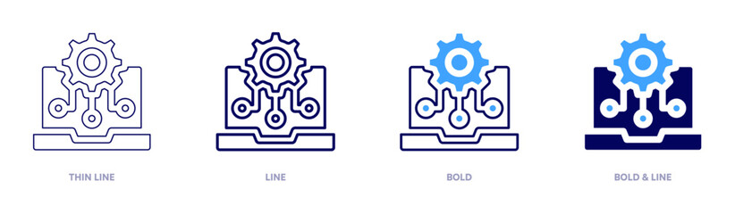 Web management icon in 4 different styles. Thin Line, Line, Bold, and Bold Line. Duotone style. Editable stroke