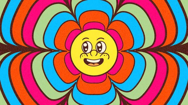 retro style cartoon flower animation background video
