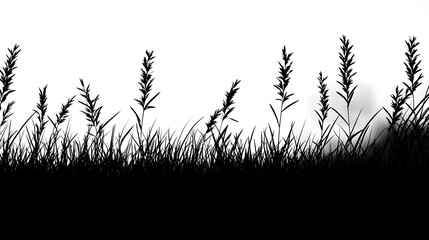 Obraz premium Silhouette of Tall Grass Against a White Background at Dusk