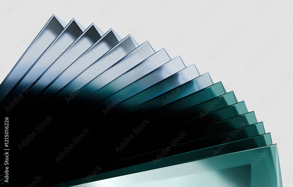 Poster modern design of overlapping gradient glass sheets on white background