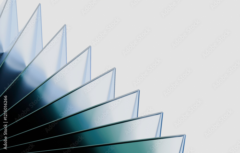 Poster abstract gradient glass panels arranged in a fan pattern