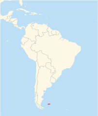 Location Map of the country Falkland Islands in South America. The country is highlighted with a red polygon. No labels at all.