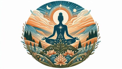 girl practicing yoga illustration created with generative AI software.