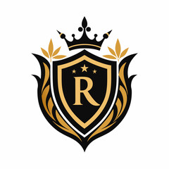 Regal Crest Logo: Ornate Shield for Luxury Brand