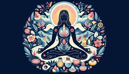 girl practicing yoga illustration created with generative AI software.