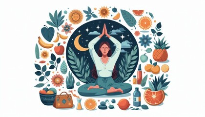 girl practicing yoga illustration created with generative AI software.