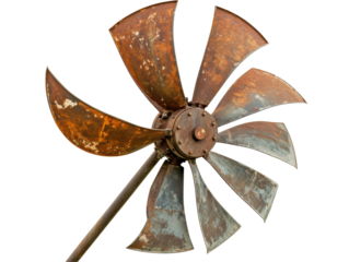 Isolated Rusty Metal Windmill