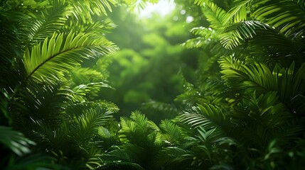 Lush Green Foliage in a Tropical Forest Surrounded by Nature's Beauty