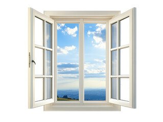 Isolated Open Window with Sky View