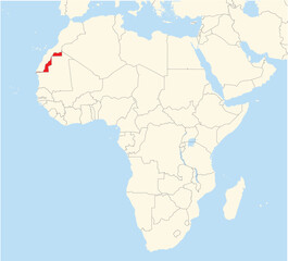 Location Map of the country Western Sahara in Africa. The country is highlighted with a red polygon. No labels at all.