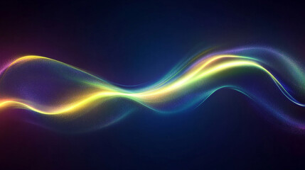 Blue background with a neon green wavy line in the middle glowing softly, dark gradient backdrop, minimalistic bright tone, blurred empty space for captions or text with a sense of calm and focus


