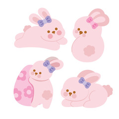 Set of cute easter bunny for Easter day.