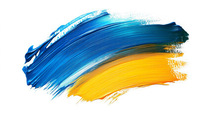 Dynamic blue and yellow paintbrush stroke on isolated transparent PNG background, ideal for artistic designs, modern branding, and creative marketing visuals