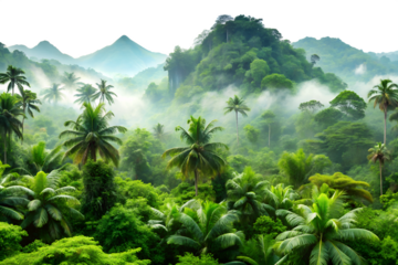 landscape with palm trees and clouds