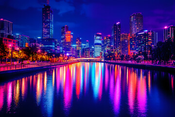Naklejka premium country skyline at night