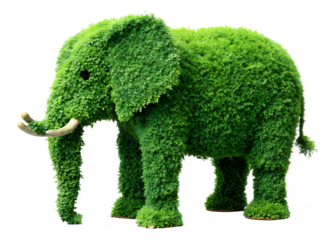green elephant isolated on white