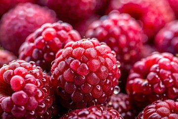 Juicy Dewy Raspberries: Macro Photography of Fresh Berries