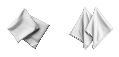 Two white handkerchief mockups isolated on a transparent background png