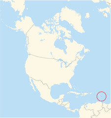 Fototapeta premium Location Map of the country Barbados in North America. The country is highlighted with a red polygon. No labels at all.