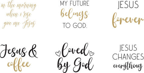 Christian quotes bundle, religious print, Christian saying set, vector illustration