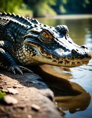Fototapeta premium a crocodile by the river
