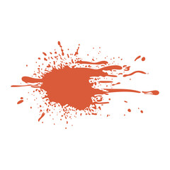 Grunge red blood splatter in flat design. Splashing horror blot shape. Vector illustration isolated.