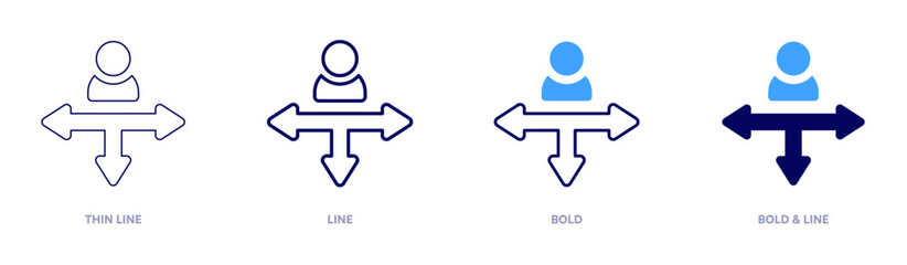 Decision making framework icon in 4 different styles. Thin Line, Line, Bold, and Bold Line. Duotone style. Editable stroke