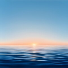 Obraz premium Tranquil Sunset Over Calm Ocean Water with Clear Blue Sky