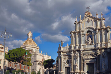 Baroque church and Cathedral of St. Agatha. Catania, Sicily, Italy