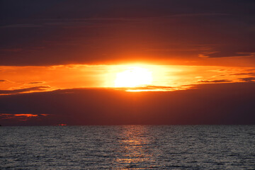 Sunset on the sea coast.