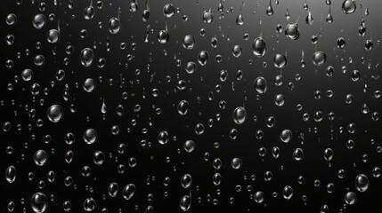 Obraz premium Seamless rain or shower drops isolated on transparent background. Realistic condensed droplets. Clear vapor bubbles texture for window glass surface. 